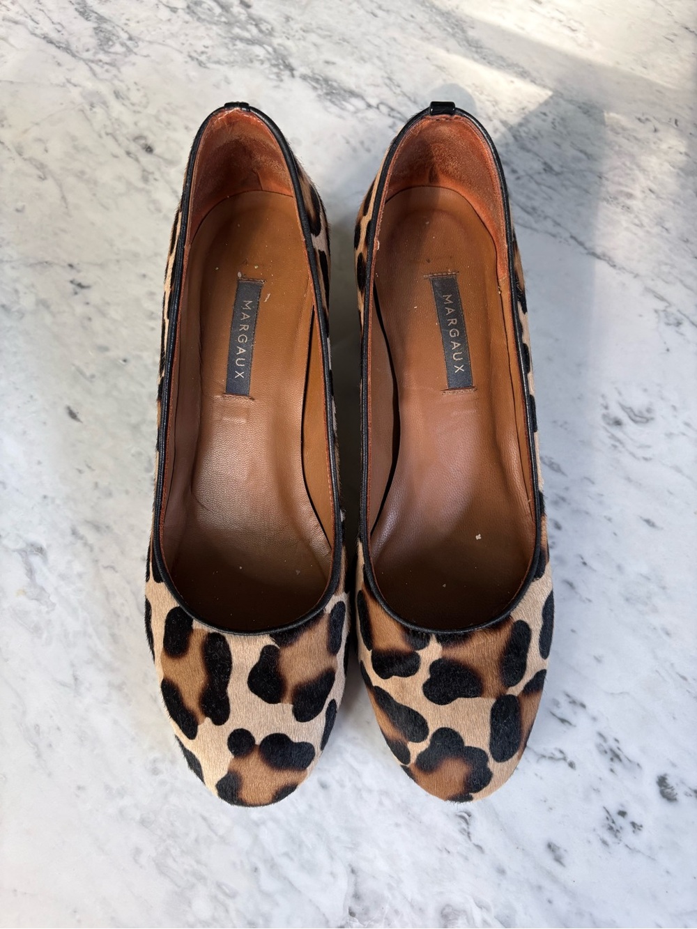 Margaux Leopard-Print Block Heel Pumps in Brown and Black - Picture 2 of 7